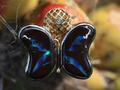365 - BROOCH | Butterfly, stainless steel, gold, boulder opals, diamonds, Gem Art
