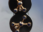 367 - BROOCH | Cart Wheeler, stainless steel, gold, sapphires, diamonds, kinetic, Turn  Art
