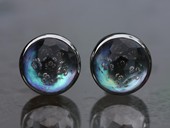 395 - OHRSCHMUCK | Sterne am Himmel, Edelstahl, Gold, Bergkristahl Opsteine, Paua, Brillanten, Op Art