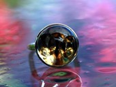 304 - RING | Pair Game, ES, Gold, Bergkristall Opstein, Kinetic, Op Art