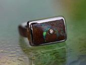376 - RING | Opal Love, Edelstahl, Gold, Boulder Opal, Brillant, Gem Art

