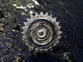 60 |  Brooch, Morning Star, Gold, Silver, Diamonds, Weld Etch Work, 2005 