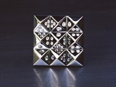 5 |  Brooch, Pyramide Reflection, White Gold, Diamonds, Ruby, Op Art, 1989