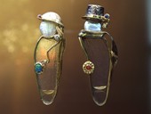 61 |  Brooches, Date, Gold, Silver, Rock Crystal, Wings of Dragonfly, Diamonds, Pearls, Opal, Ruby, Sapphire, Pair 1997 