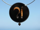 229 - PENDANT | Love Pair, stainless steel, gold, onyx disc, diamonds