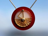 349 - PENDANt | Sun Sail, SS, gold, carnelian / agate disc, diamonds, Gold Positive