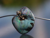 363 - PENDANT | Opal Eye, Stainless Steel, gold, boulder opal, diamonds, Gem Art

