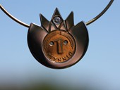 398 - PENDANT | German King, stainless steel, diamonds, Starlight Coin: German Penny 1948, gold plated