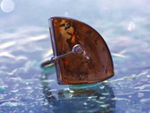 314 - RING | Sailing Dream, SS, gold plated, dendrite, diamond, Gem Art