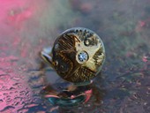 340 - RING | star fish, stainless steel, gold, diamonds, Welded Gold Filing
