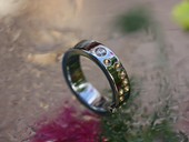 391 - RING | German Love, stainless steel, gold, diamonds, Braille Art: ICH LIEBE DICH, Active Art

